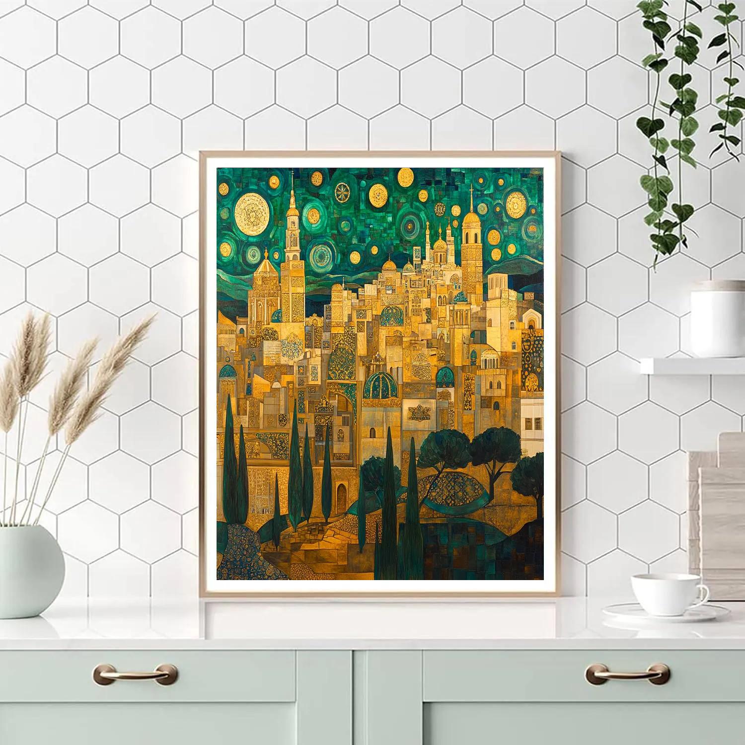 Gustav Klimt Inspired City At Dusk Painting by numbers kit
