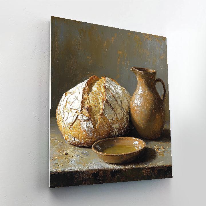 Diego Velázquez Inspired Bread And Wine Vessel Arrangement paint by color