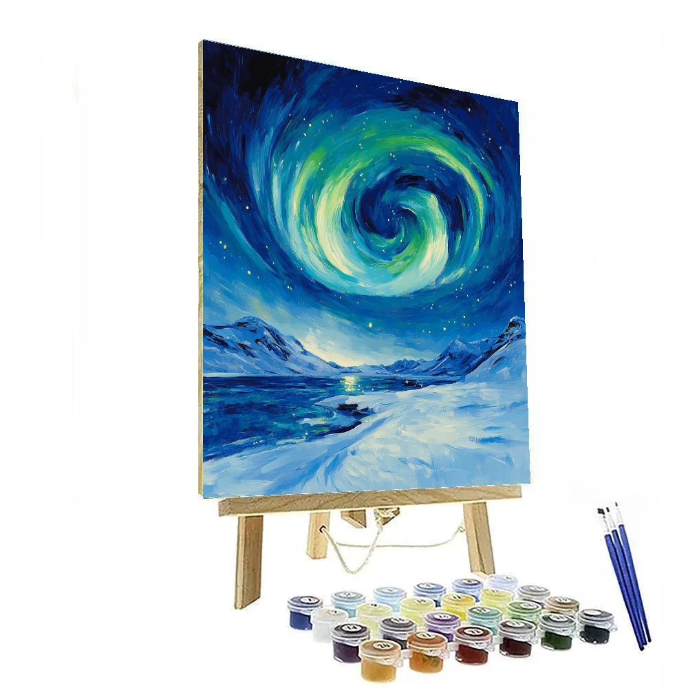 Edvard Munch Inspired Swirling Arctic Aurora paint by numbers