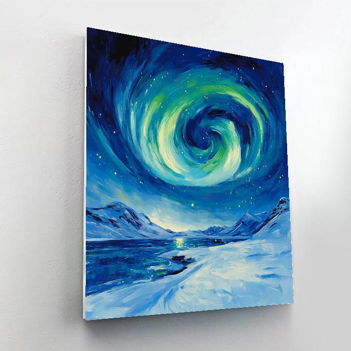 Edvard Munch Inspired Swirling Arctic Aurora paint by numbers