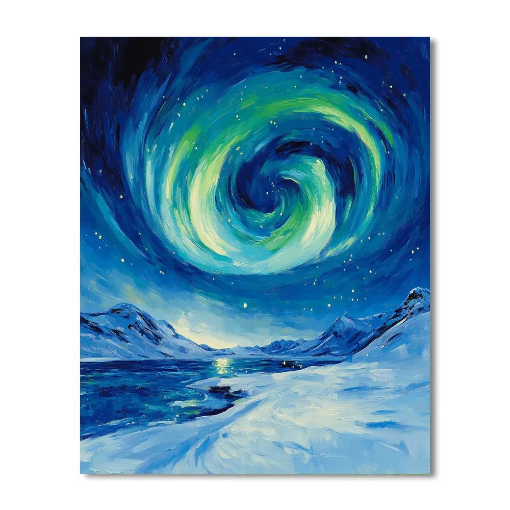 Edvard Munch Inspired Swirling Arctic Aurora paint by numbers