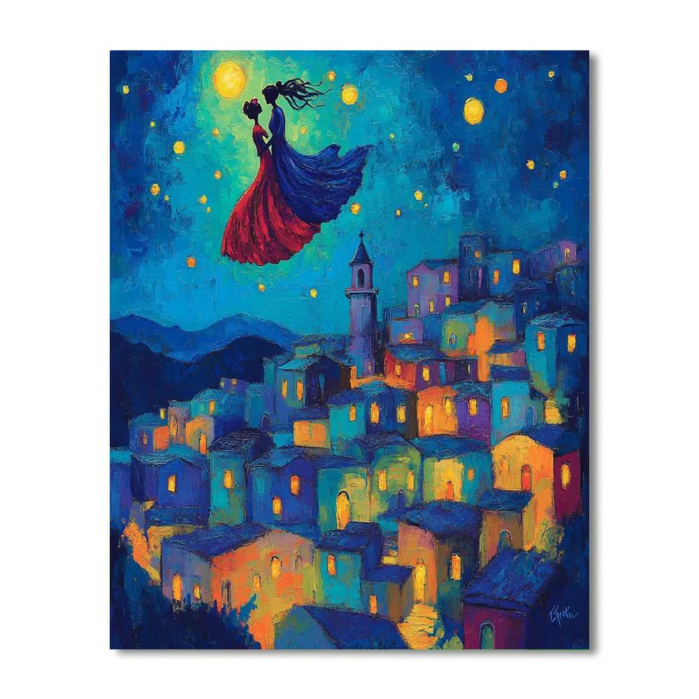 Chagall Inspired Love Over The City Paint by numbers kits