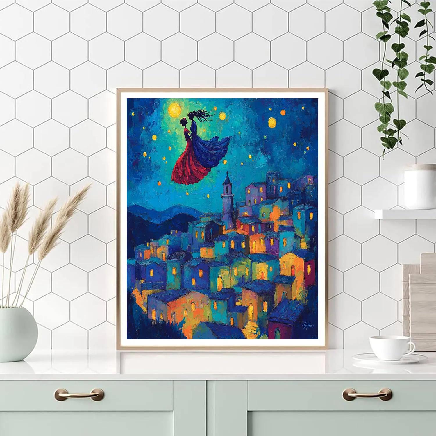 Chagall Inspired Love Over The City Paint by numbers kits