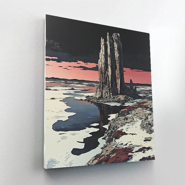 Francisco Goya Inspired Stark Rocky Outcrop At Dusk Number painting