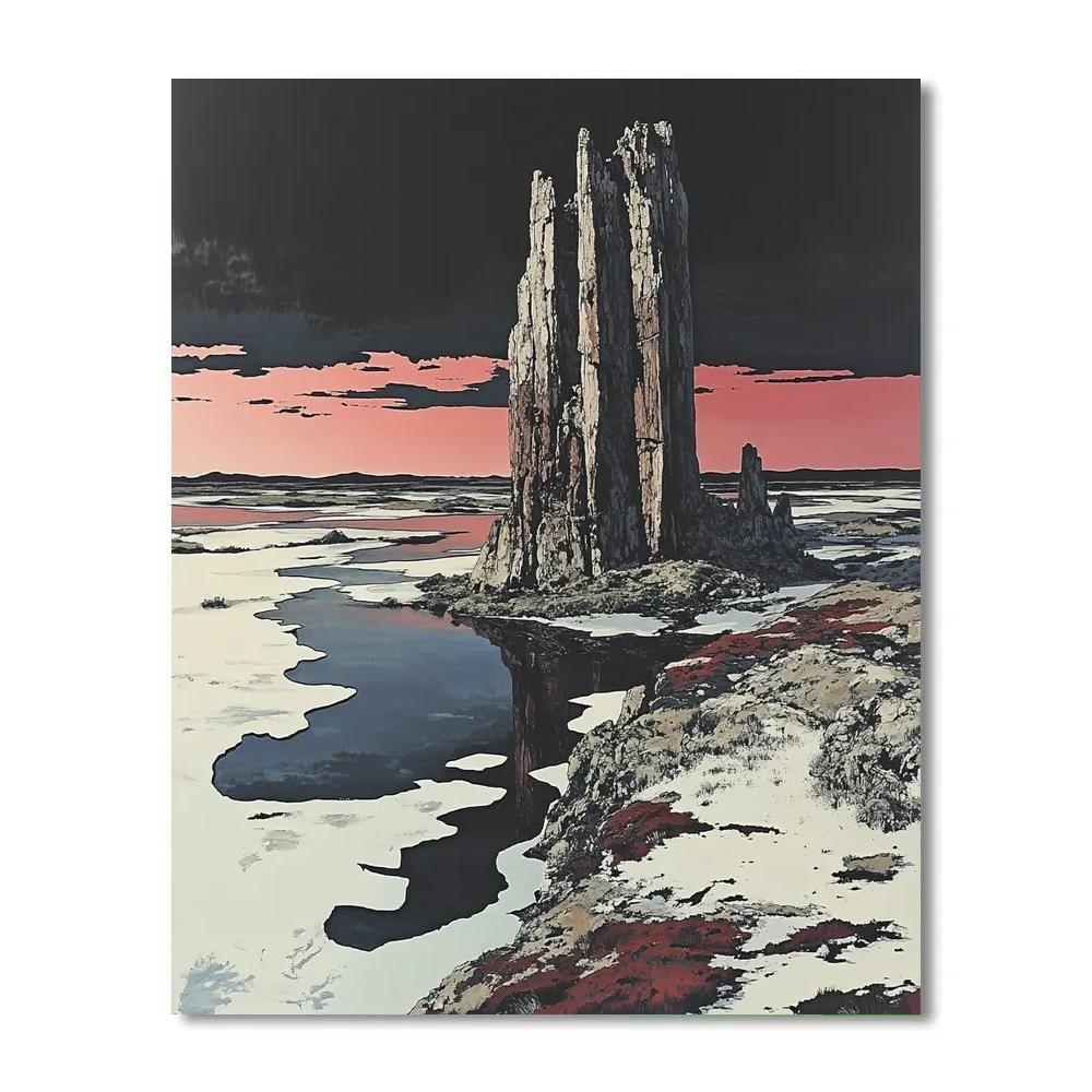 Francisco Goya Inspired Stark Rocky Outcrop At Dusk Number painting