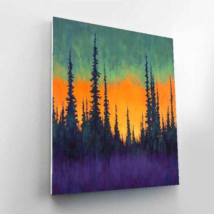 Frederick Varley Inspired Luminous Dusk Over Whispering Pines paint by numbers