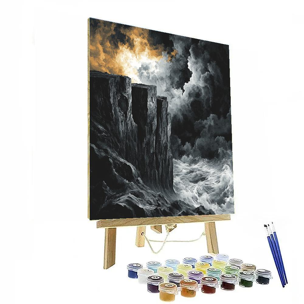 Francisco Goya Inspired Brooding Cliffside At Dusk painting number kit