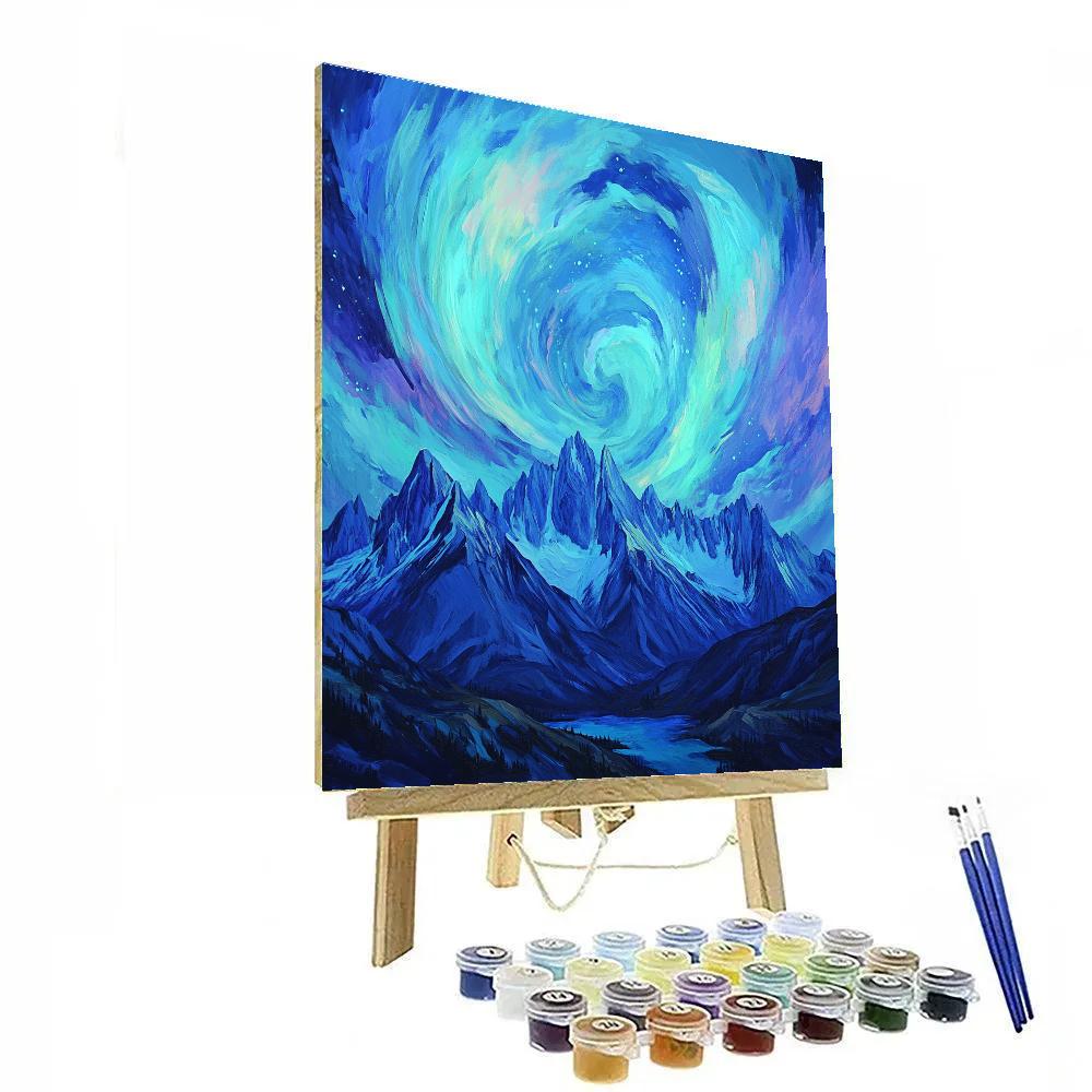 Frederick Varley Inspired Radiant Aurora Above Silent Mountains paint by number