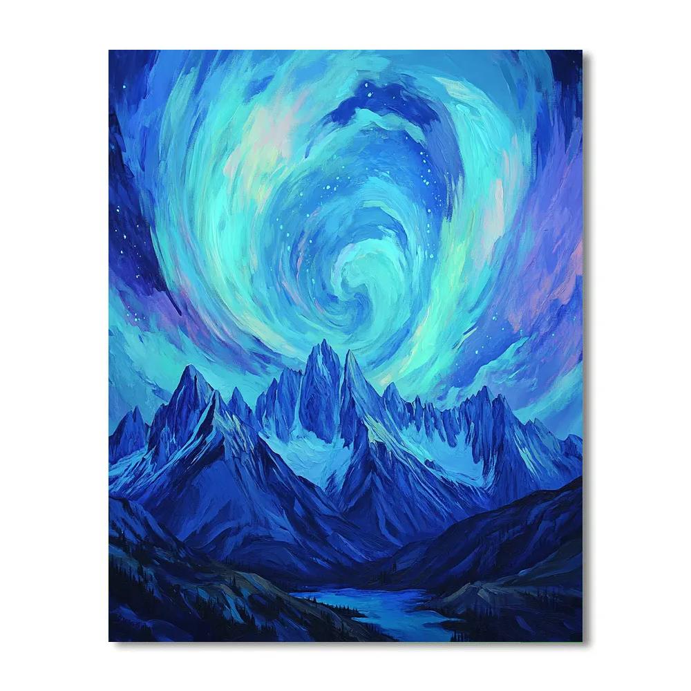Frederick Varley Inspired Radiant Aurora Above Silent Mountains paint by number