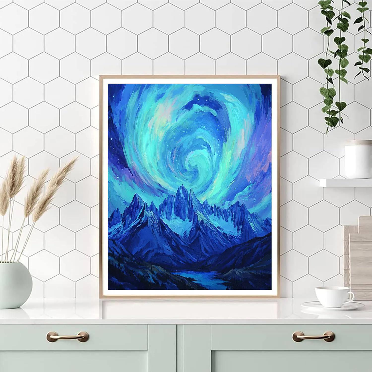 Frederick Varley Inspired Radiant Aurora Above Silent Mountains paint by number