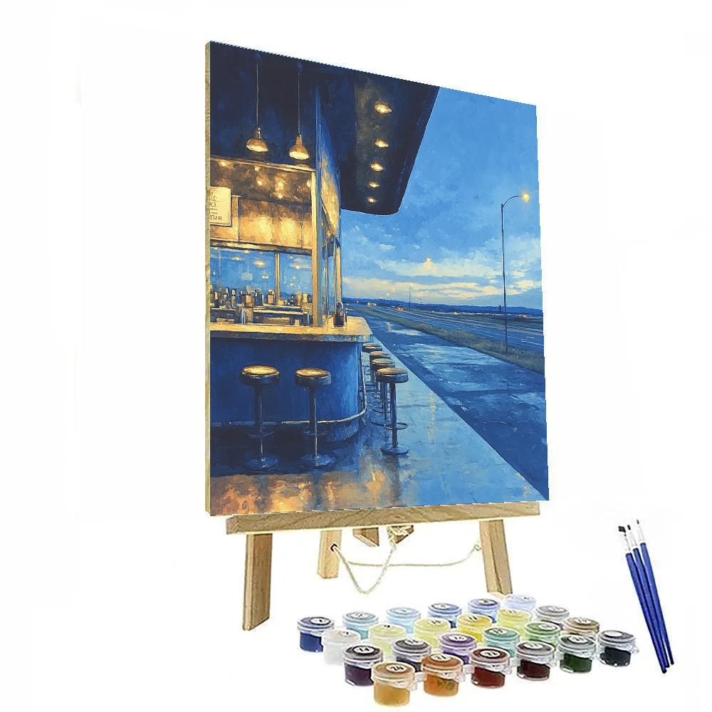 Edward Hopper Inspired Diner At Dawn Painting by numbers kit
