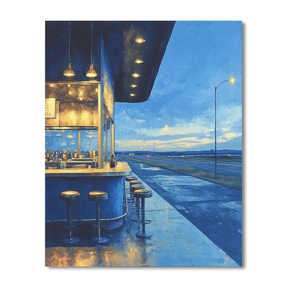 Edward Hopper Inspired Diner At Dawn Painting by numbers kit
