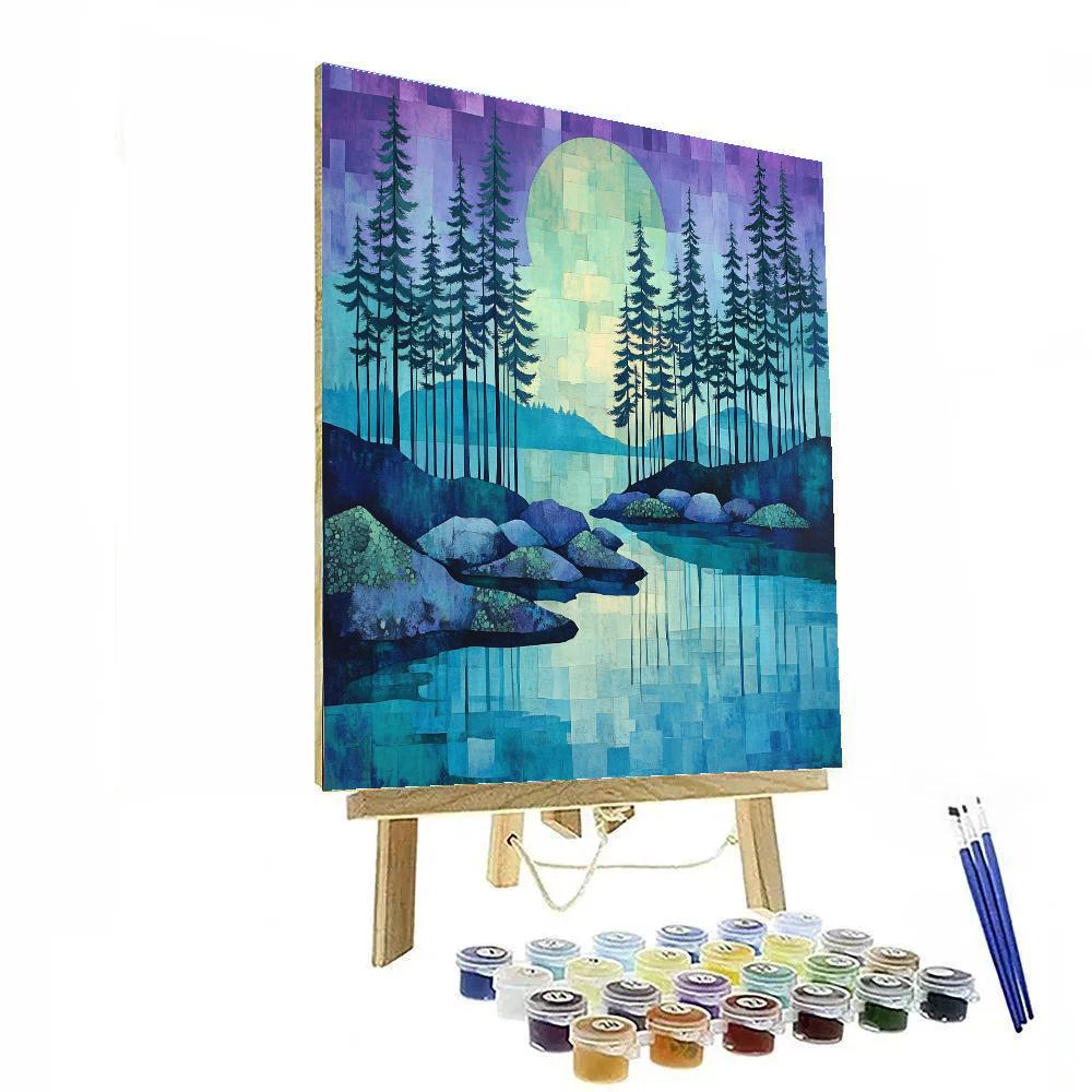 Franklin Carmichael Inspired Pine Screens At Dusk DIY paint by numbers