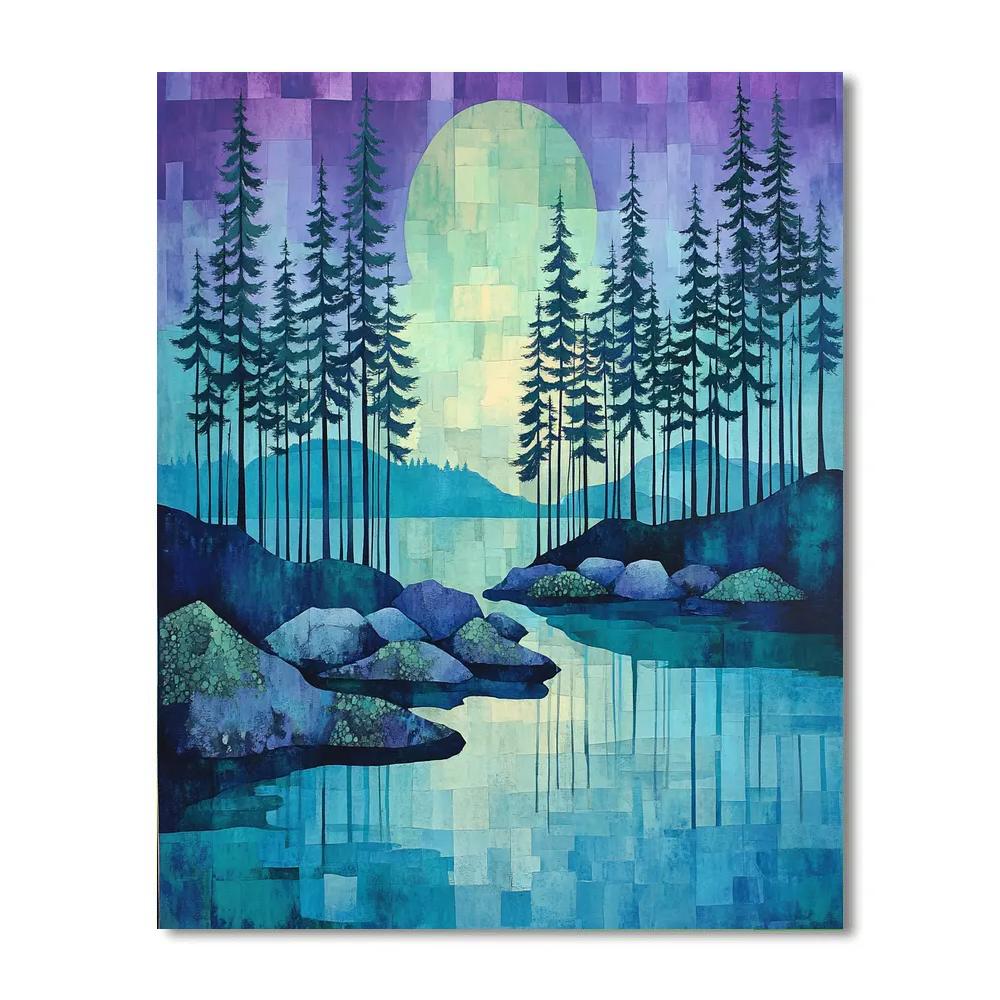 Franklin Carmichael Inspired Pine Screens At Dusk DIY paint by numbers