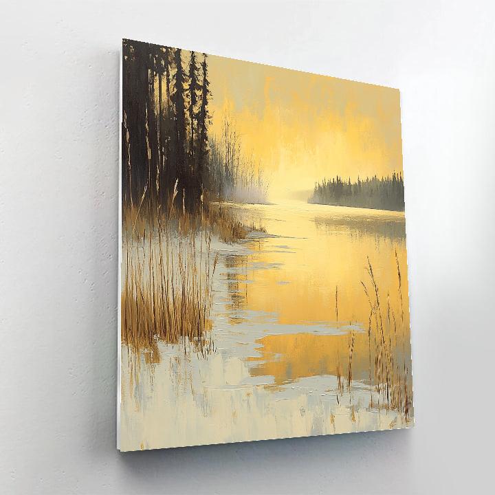 Frederick Varley Inspired Golden Twilight Over Frosted Lakeshore paint by color