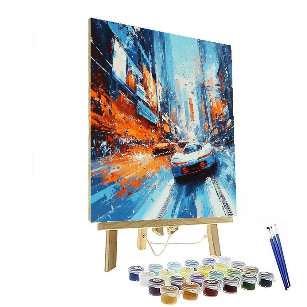 Boccioni Inspired Futuristic Street Paint by numbers art
