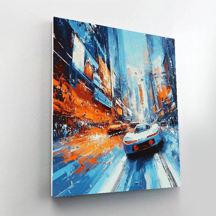 Boccioni Inspired Futuristic Street Paint by numbers art