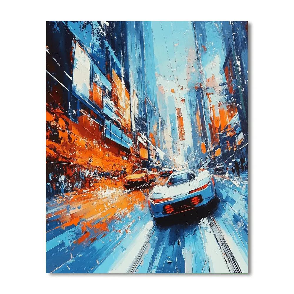 Boccioni Inspired Futuristic Street Paint by numbers art