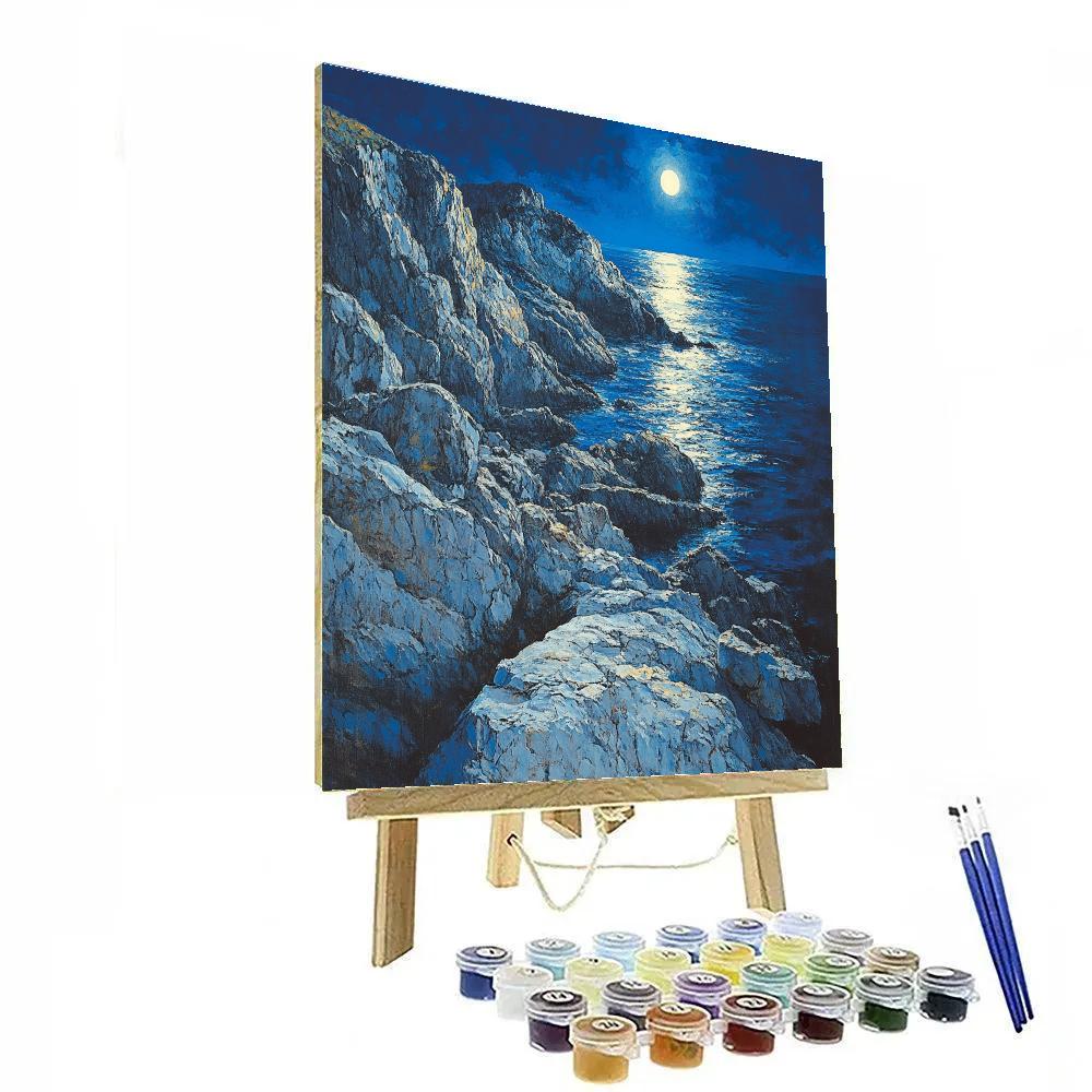 Francisco Goya Inspired Moonlit Rocky Shoreline Numbered painting kits