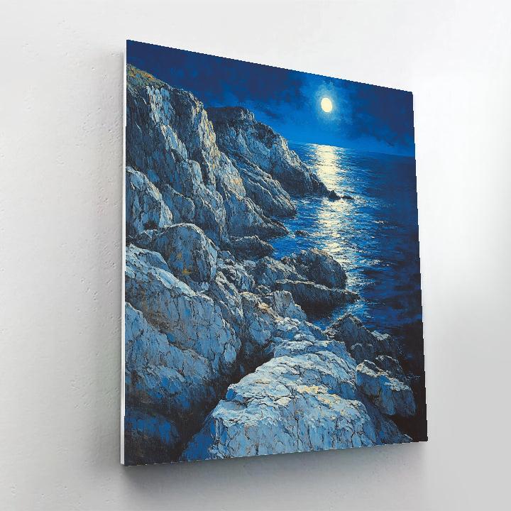 Francisco Goya Inspired Moonlit Rocky Shoreline Numbered painting kits
