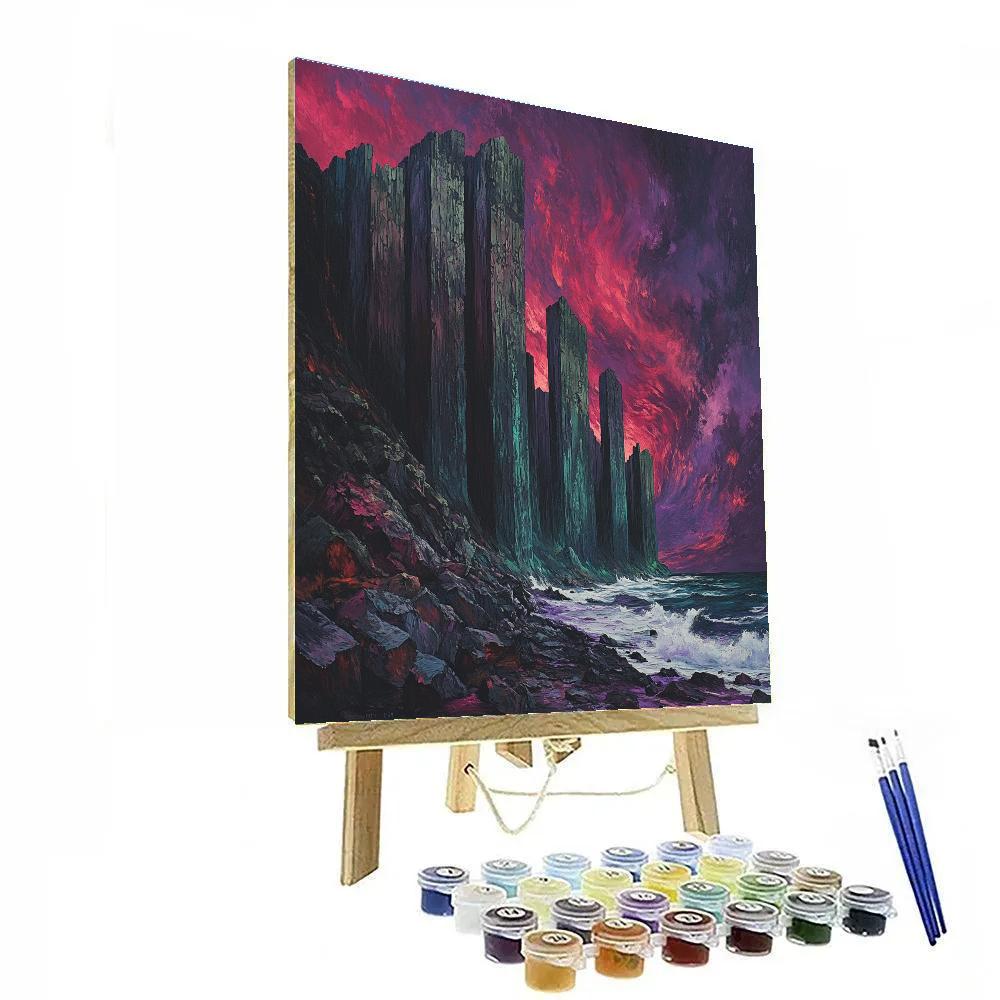 Frederick Varley Inspired Twilight Haze Over Brooding Rocky Cliffs paint by number