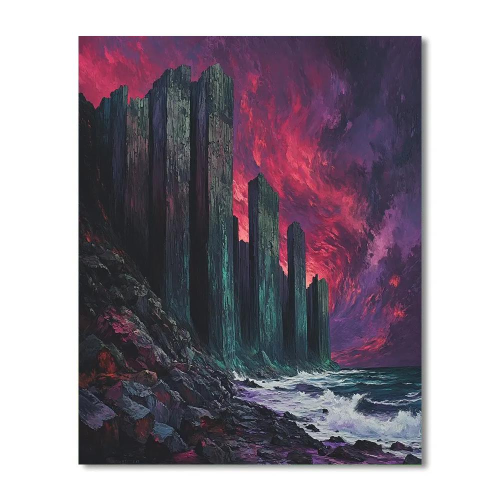 Frederick Varley Inspired Twilight Haze Over Brooding Rocky Cliffs paint by number