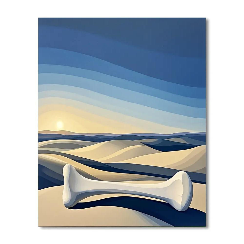 Georgia OKeeffe Inspired Radiant Desert Bone Against Sky DIY paint by numbers