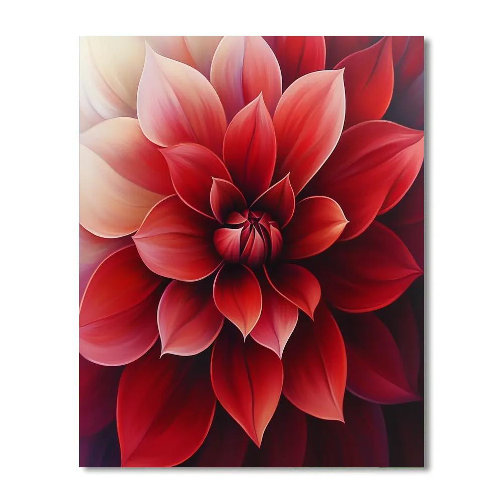 Georgia OKeeffe Inspired Red Petal Close Up DIY paint by numbers