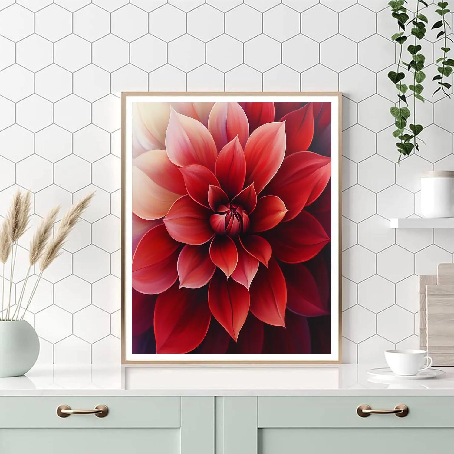 Georgia OKeeffe Inspired Red Petal Close Up DIY paint by numbers