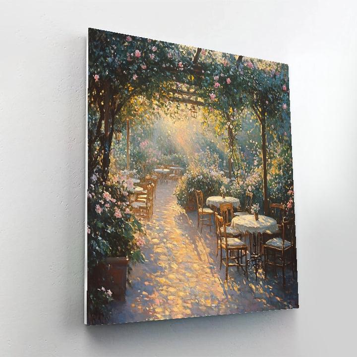 Monet Inspired Garden Cafe At Sunrise paint by numbers