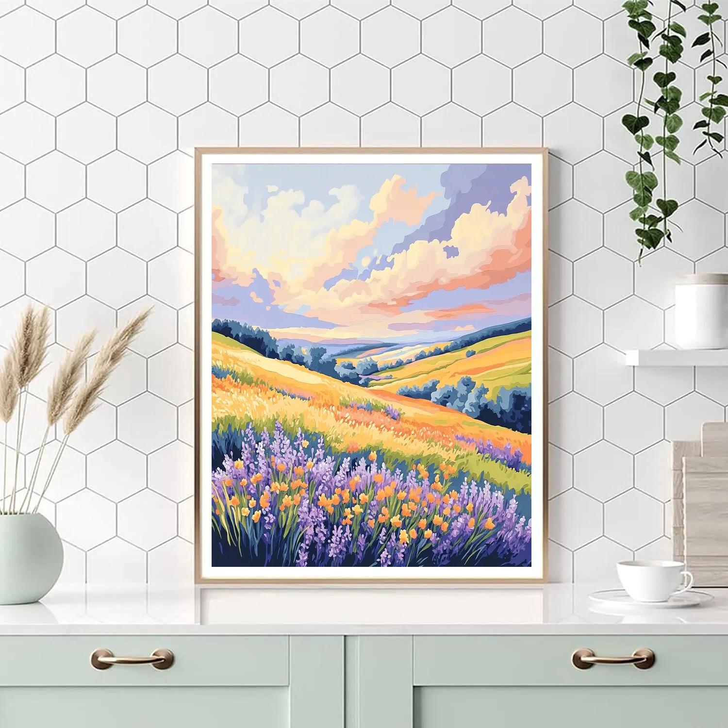 J. E. H. MacDonald Inspired Meadow Of Wildflowers And Sky paint by color
