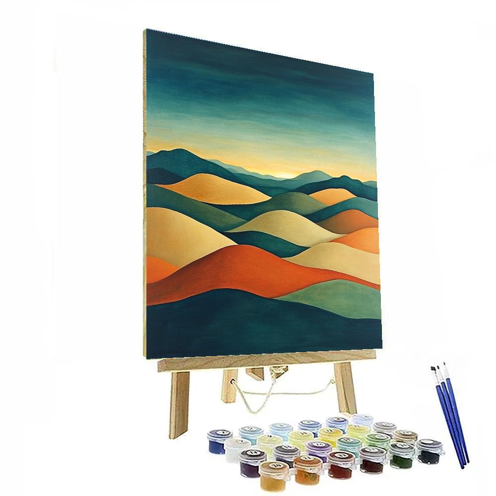 Georgia OKeeffe Inspired Rolling Desert Hills Under Blue Sky Numbered painting kits