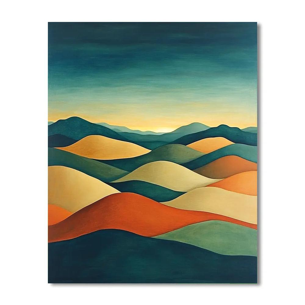 Georgia OKeeffe Inspired Rolling Desert Hills Under Blue Sky Numbered painting kits
