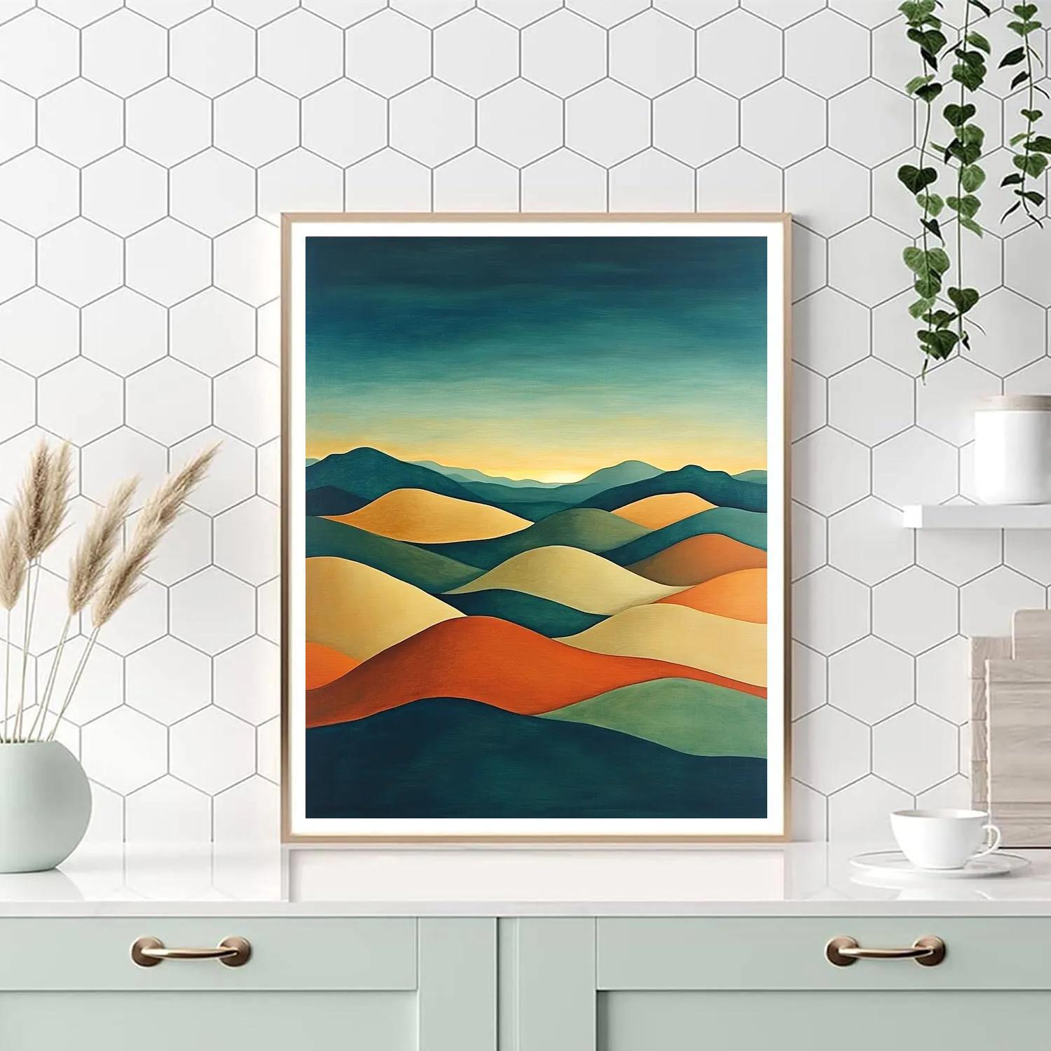 Georgia OKeeffe Inspired Rolling Desert Hills Under Blue Sky Numbered painting kits