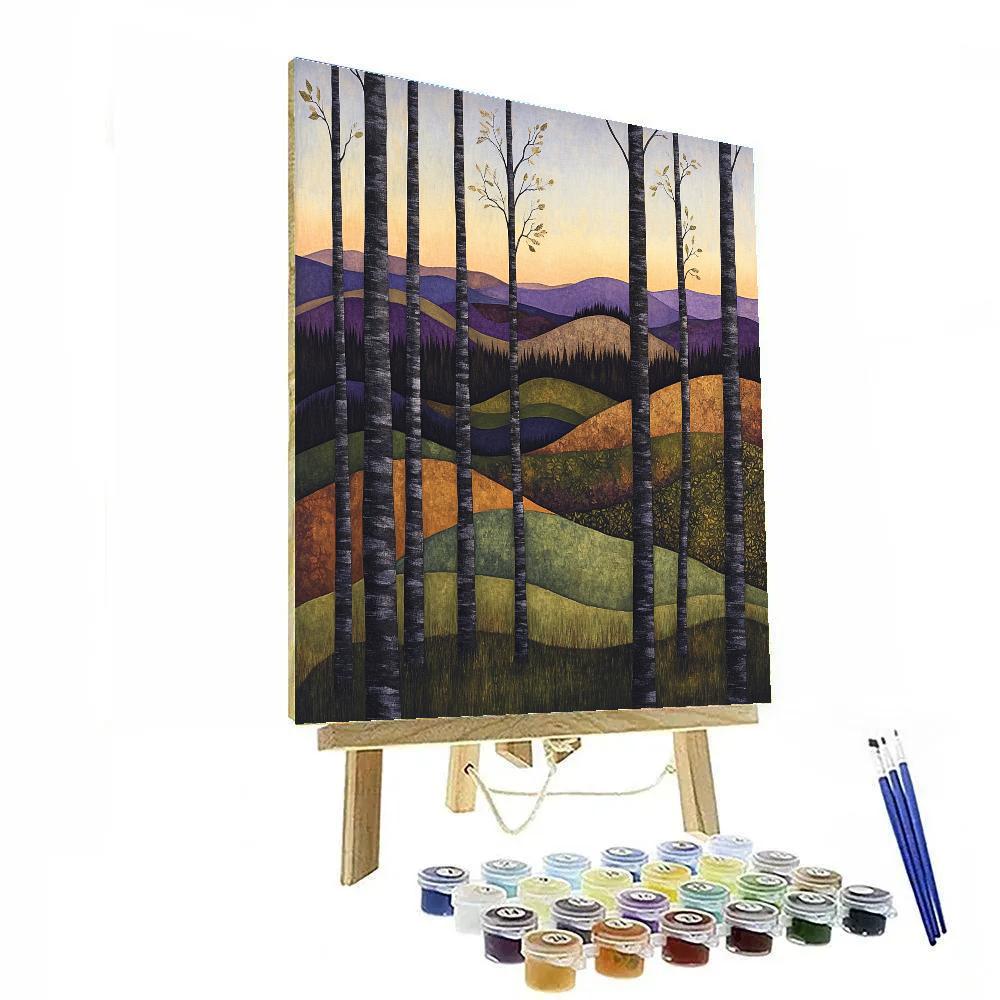 J. E. H. MacDonald Inspired Boreal Ridge With Curving Trunks Number painting