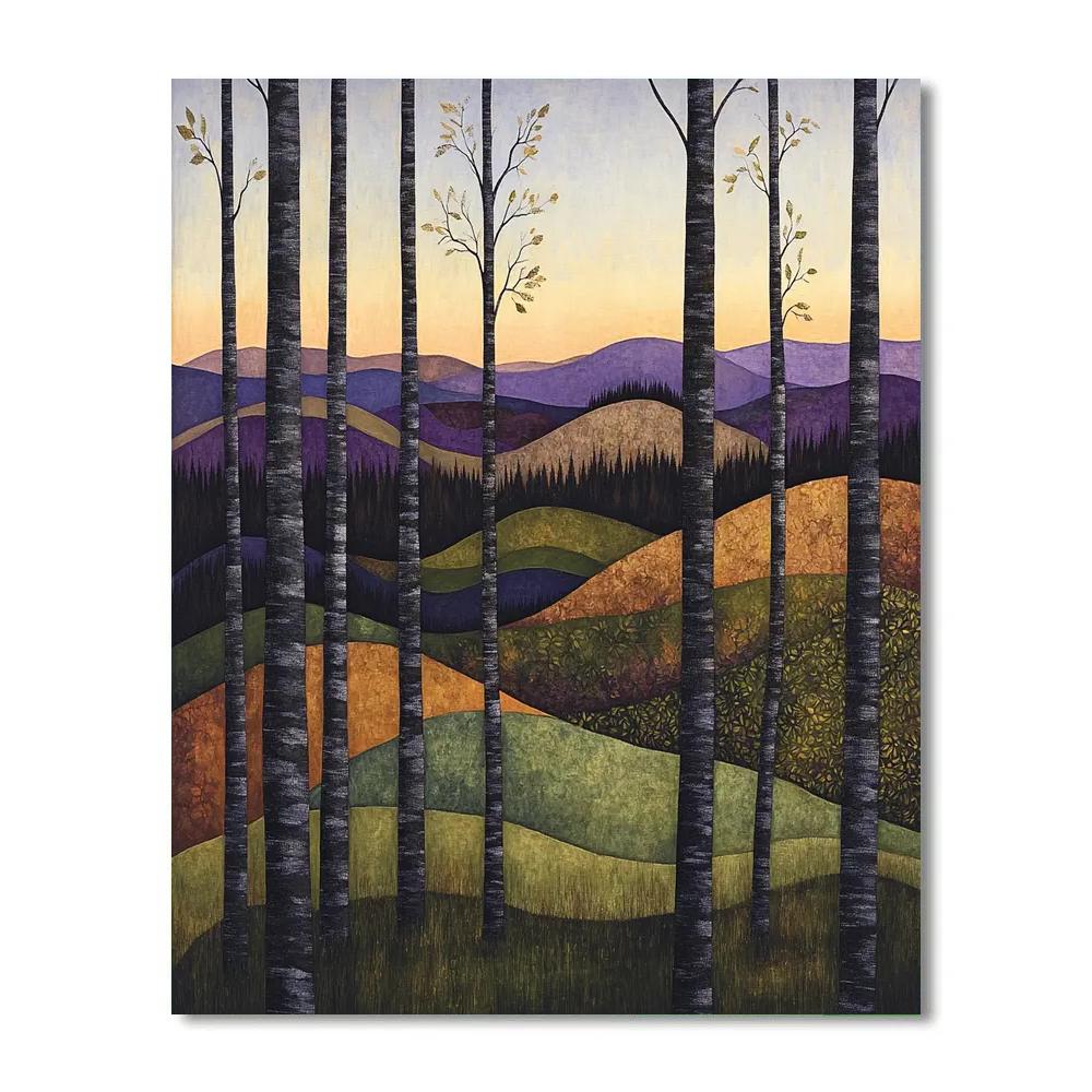 J. E. H. MacDonald Inspired Boreal Ridge With Curving Trunks Number painting