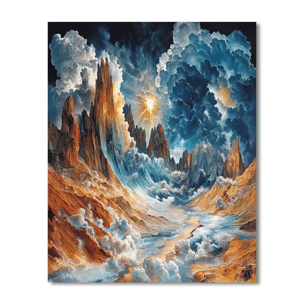 Salvador Dali Inspired Dreamlike Mountain Storm Numbered painting kits