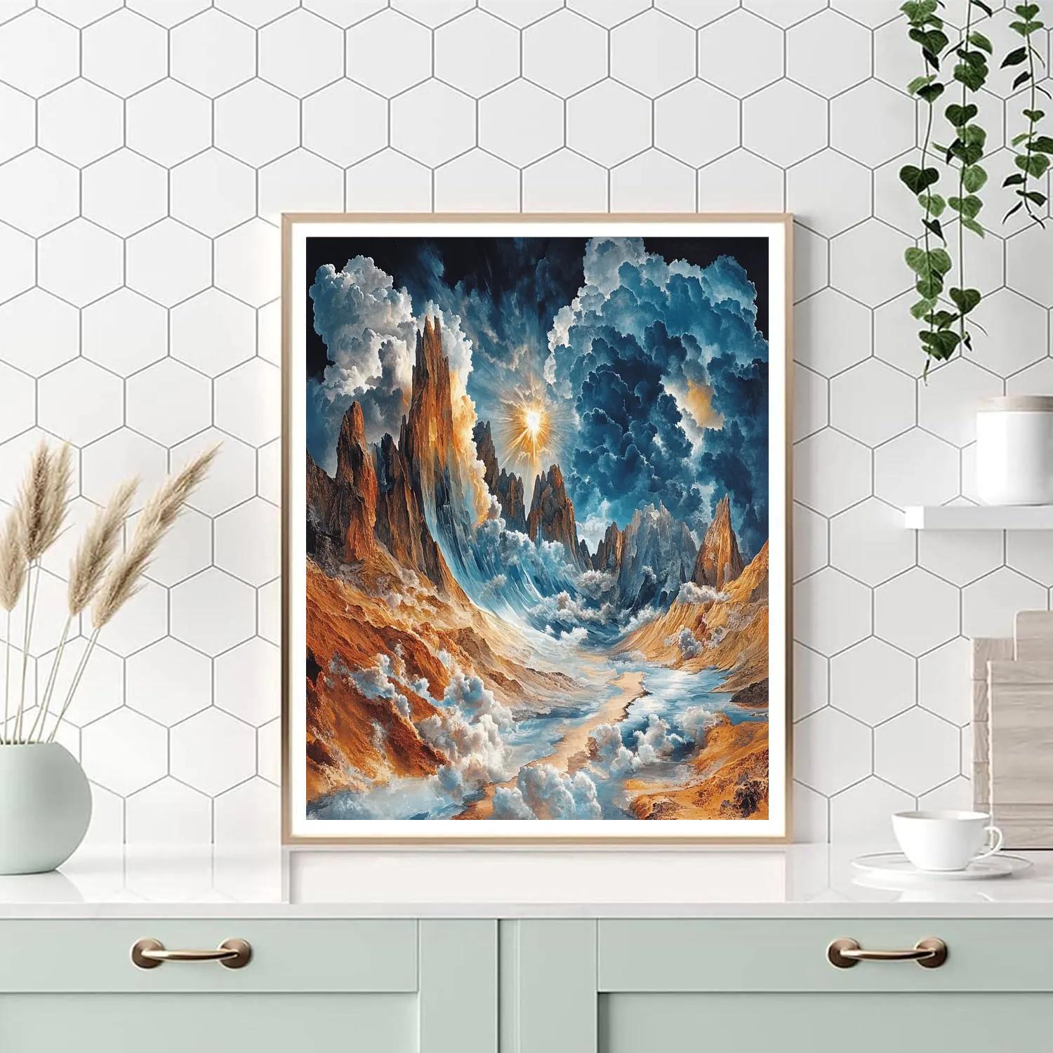 Salvador Dali Inspired Dreamlike Mountain Storm Numbered painting kits