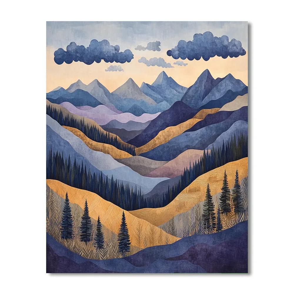 J. E. H. MacDonald Inspired Mountain Valley And Layered Clouds Paint by numbers kits