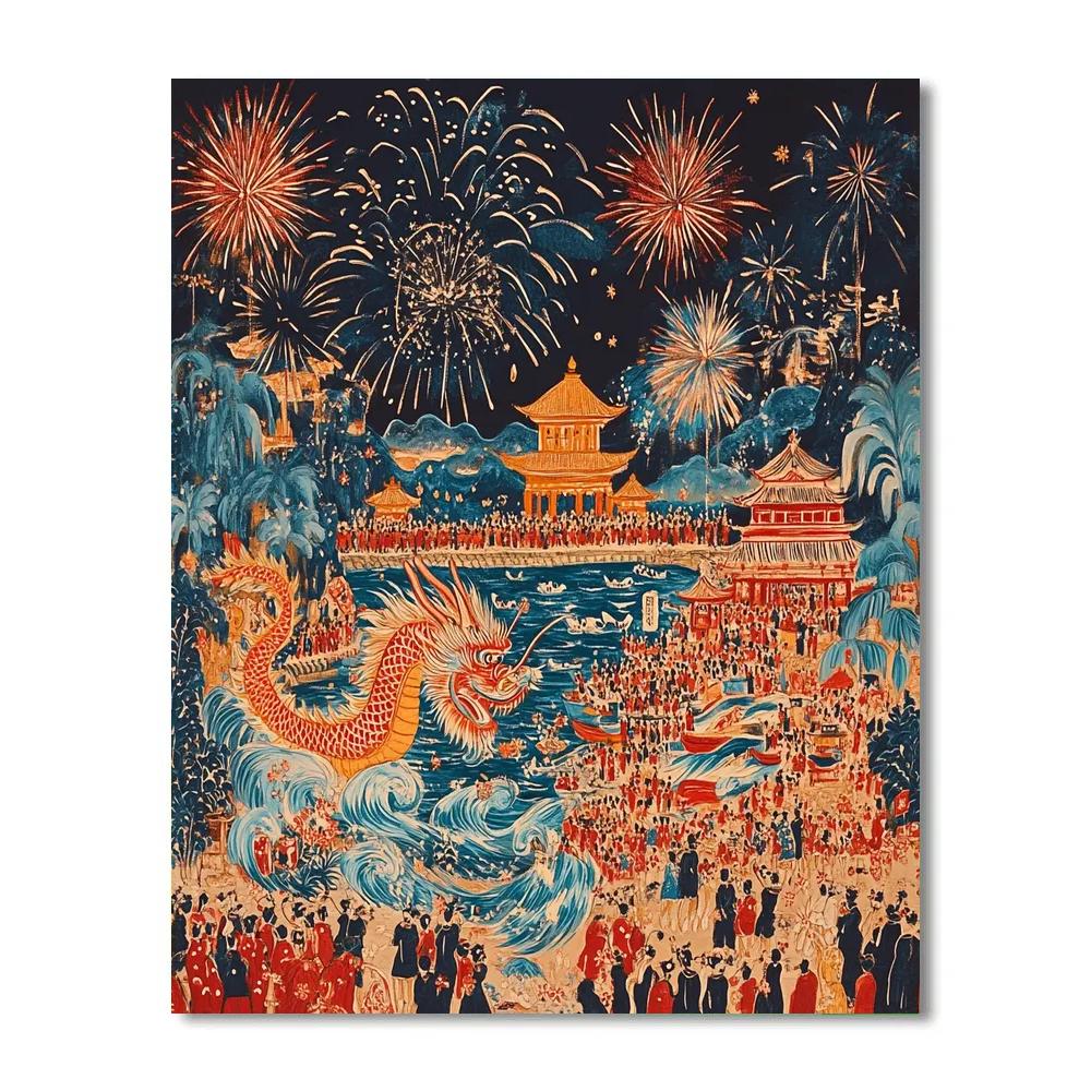 Hokusai Inspired Dragon Festival Number painting