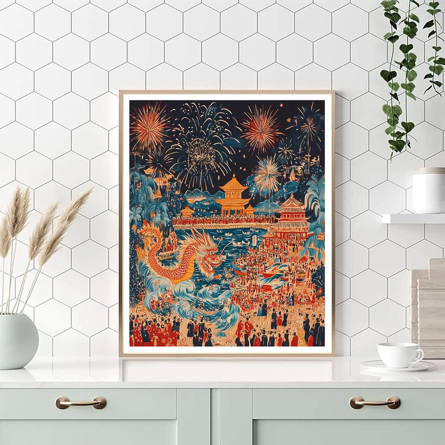 Hokusai Inspired Dragon Festival Number painting