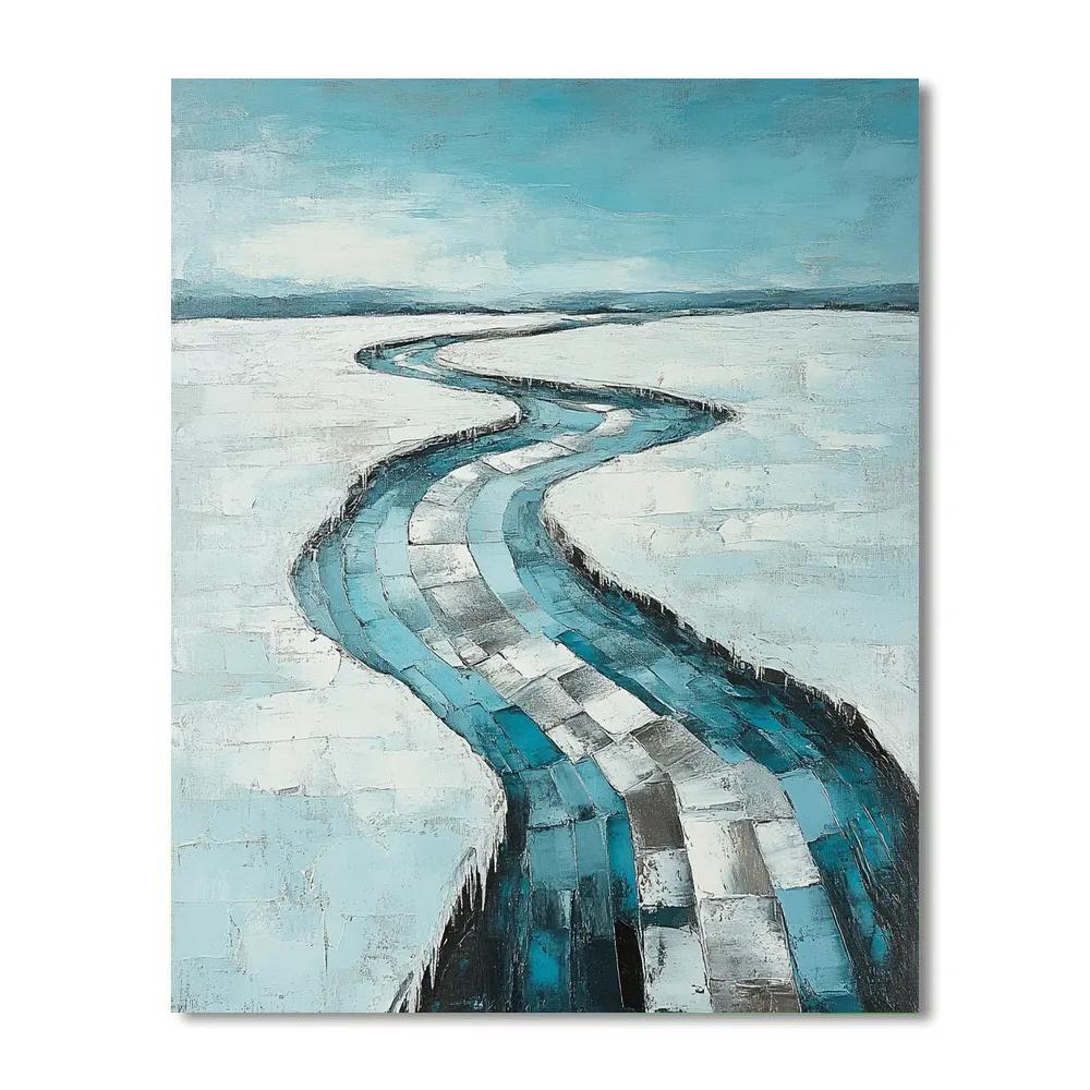 Jean-Paul Riopelle Inspired Icy River In Impasto Blocks Painting by numbers kit