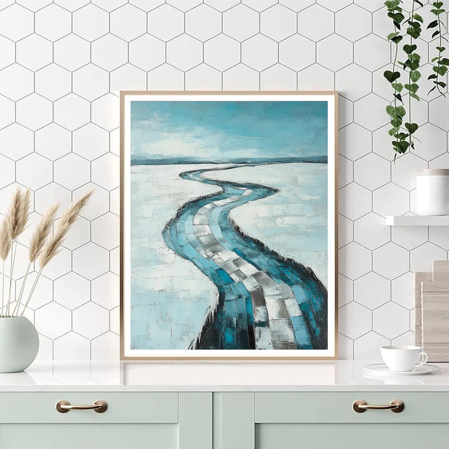 Jean-Paul Riopelle Inspired Icy River In Impasto Blocks Painting by numbers kit