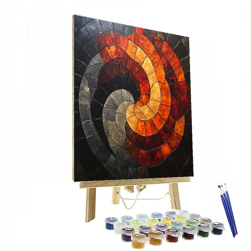 Jean-Paul Riopelle Inspired Volcanic Tessellation At Dusk paint by numbers