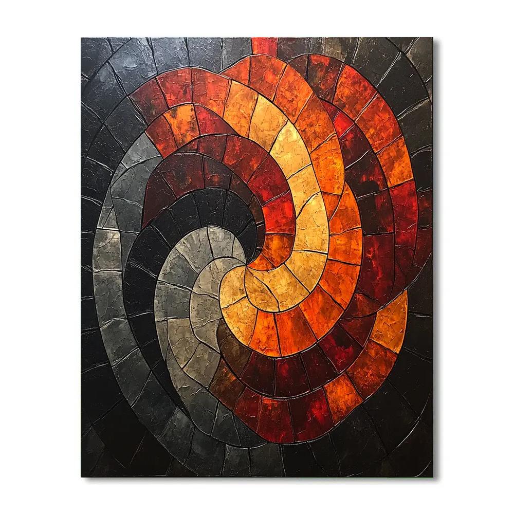 Jean-Paul Riopelle Inspired Volcanic Tessellation At Dusk paint by numbers