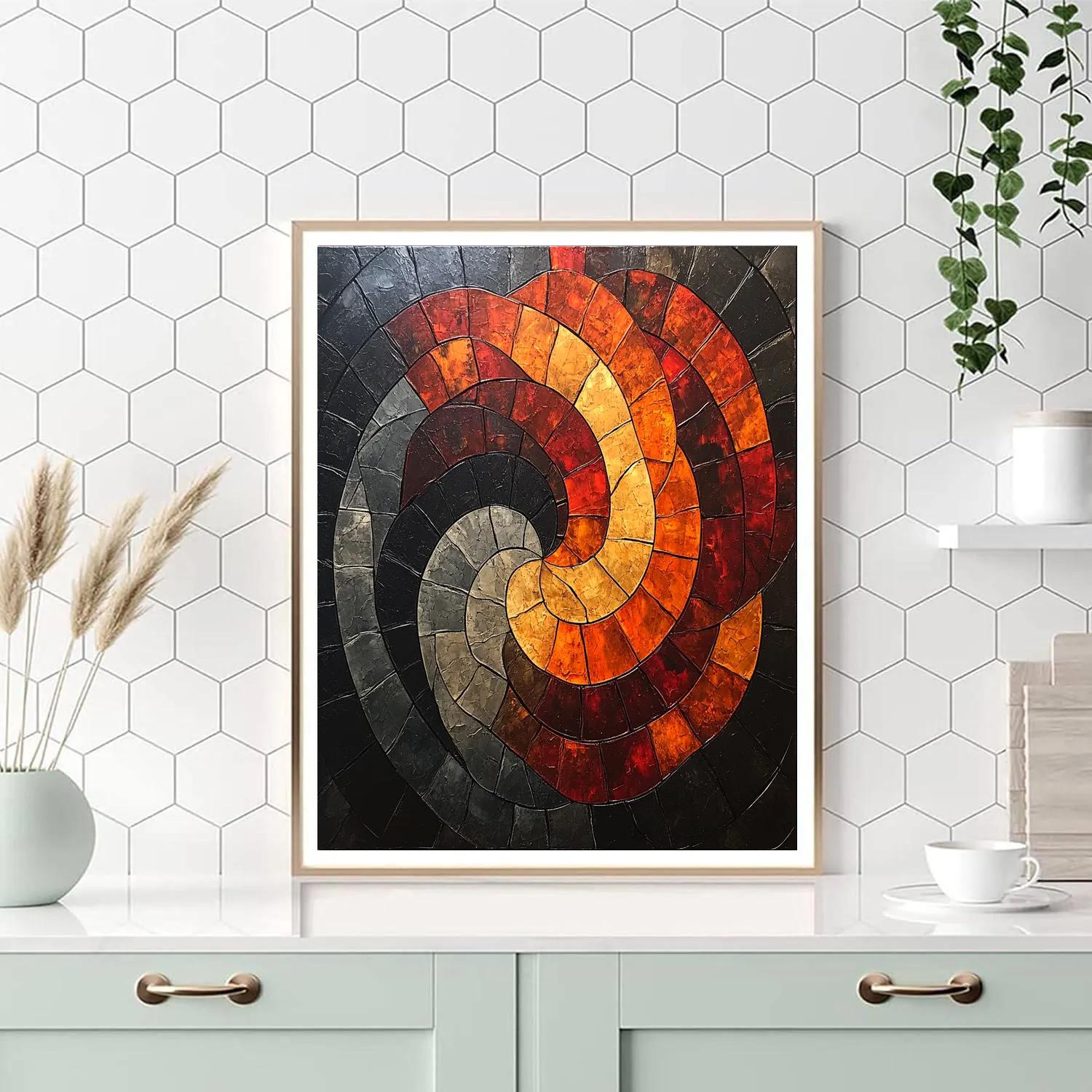 Jean-Paul Riopelle Inspired Volcanic Tessellation At Dusk paint by numbers