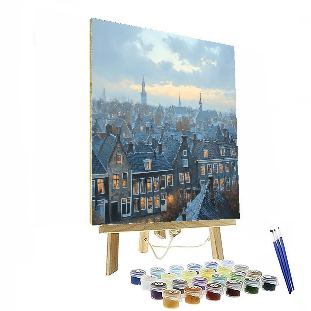 Johannes Vermeer Inspired Delft Gable Roofs At Dawn DIY paint by numbers
