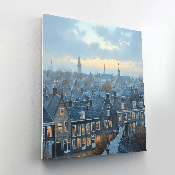 Johannes Vermeer Inspired Delft Gable Roofs At Dawn DIY paint by numbers