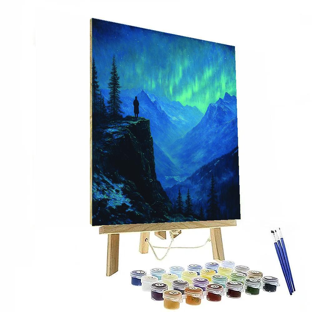 Caspar David Friedrich Inspired Aurora Mountains Paint by numbers kits