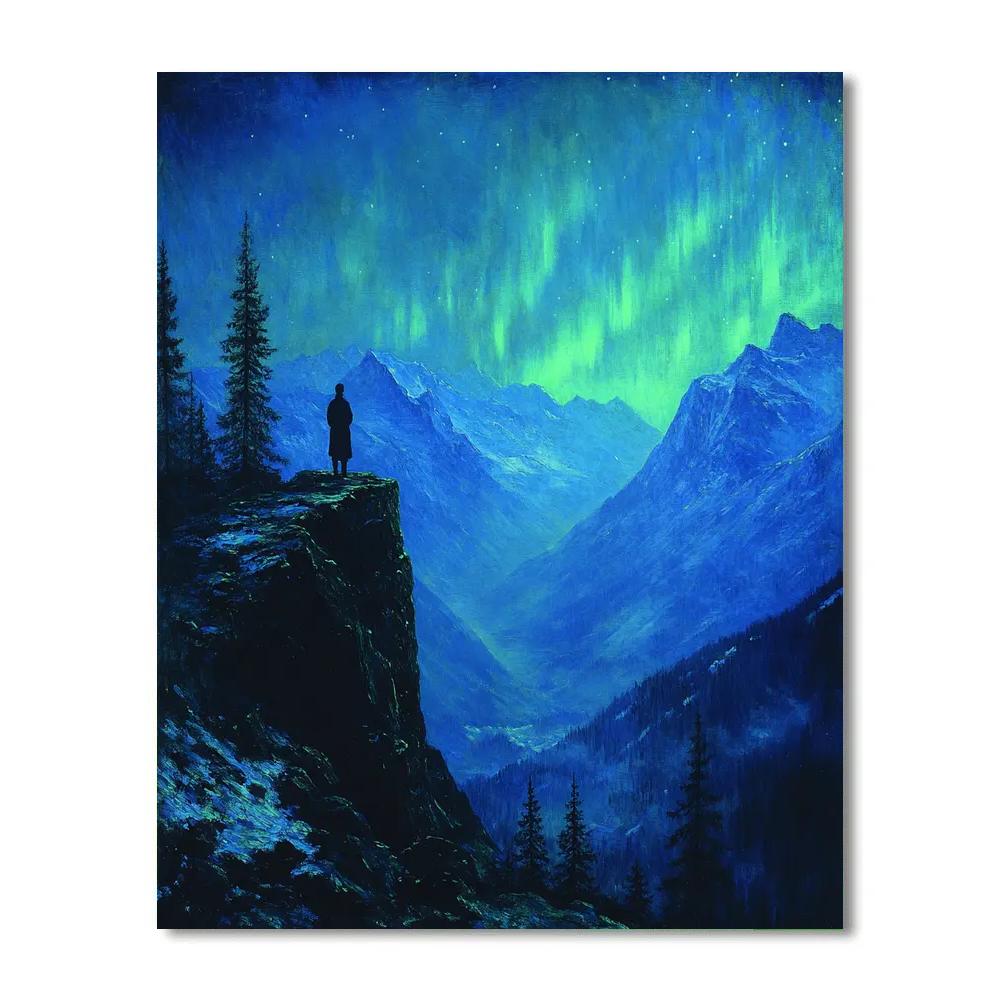 Caspar David Friedrich Inspired Aurora Mountains Paint by numbers kits